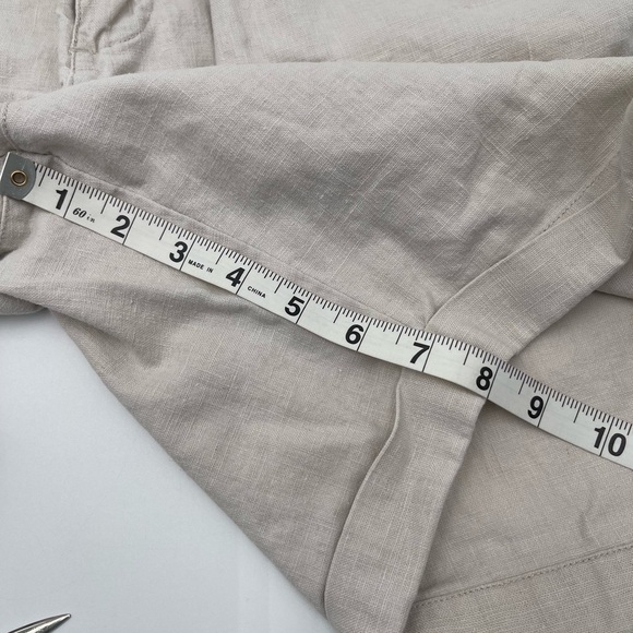 Vintage Cambridge Classics Mens Sz 34 Linen Cotton Blend Khaki Pleated Shorts - Picture 8 of 8